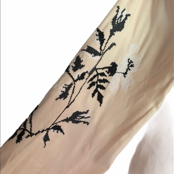 Venus BOHO Peasant Top Blouse Embroidered Size L Peach Lightweight Free Spirit - Picture 4 of 8